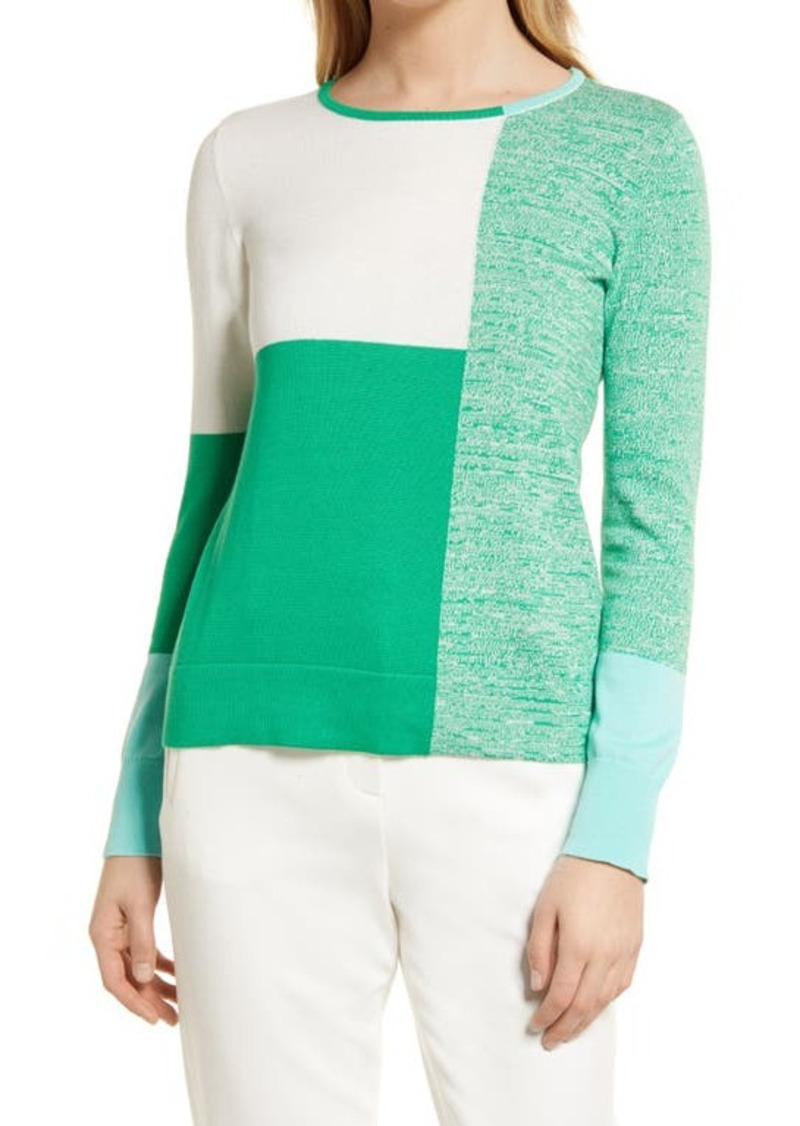 Vince Camuto Colorblock Sweater in Vivid Green at Nordstrom