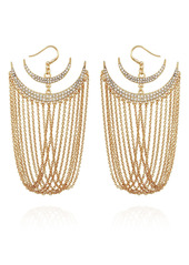Vince Camuto Crescent Moon Pave Drape Chain Earrings in Gold Tone at Nordstrom