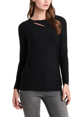 Vince Camuto Cutout Long Sleeve Sparkle Jersey Top in Florence Red at Nordstrom