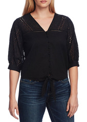 Vince Camuto Eyelet Tie Front Top
