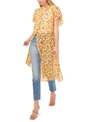 Vince Camuto Floral Long Tunic Blouse in Lemon Yellow at Nordstrom