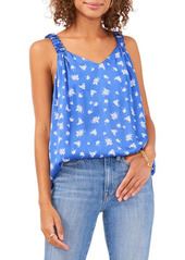 Vince Camuto Floral Ruched Strap Tank in Deep Blue at Nordstrom