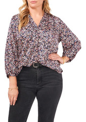 Vince Camuto Floral Rumple Satin Blouse in Fresh Pink at Nordstrom
