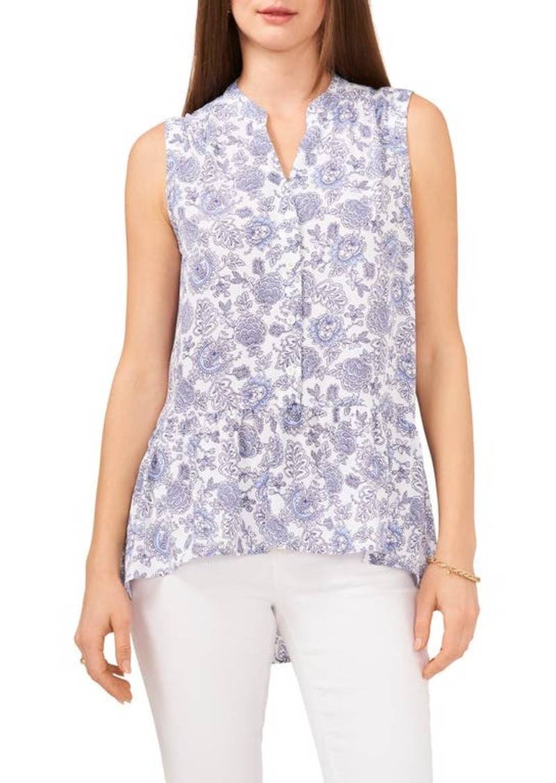 Vince Camuto Floral Sleeveless Blouse in Ultra White at Nordstrom