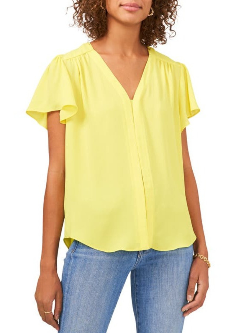 Vince Camuto Flutter Sleeve Rumple Blouse in Sunburst Yellow at Nordstrom