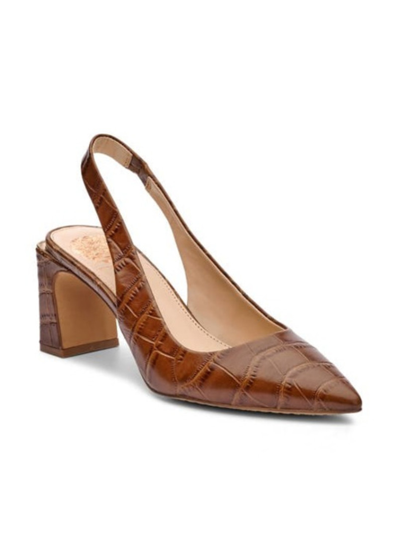 Vince Camuto Hamden Slingback Pointed Toe Pump in Brown Large Scale Croc at Nordstrom