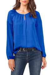 Vince Camuto Hammered Satin Blouse in Blue at Nordstrom