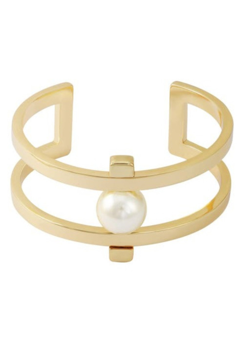 Vince Camuto Imitation Pearl Cuff Bracelet in Gold Tone at Nordstrom
