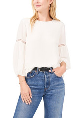 Vince Camuto Lace Detail Crepe Blouse in Classic Navy at Nordstrom
