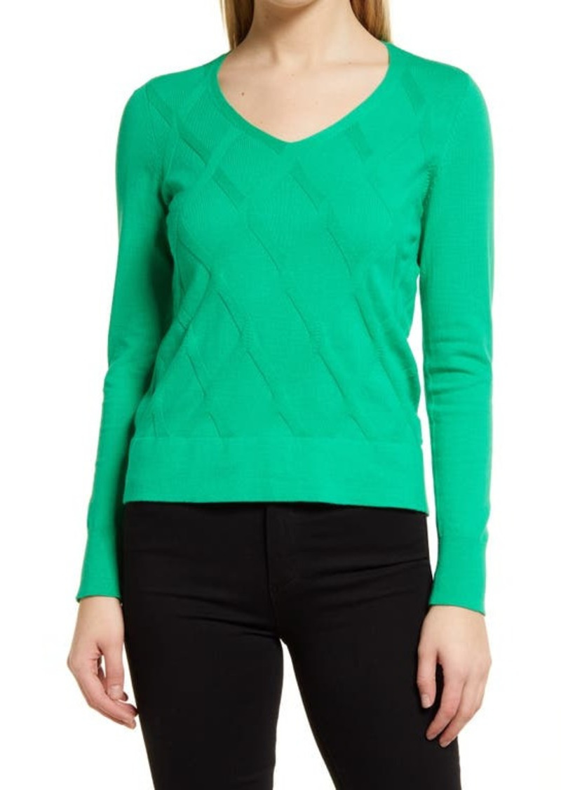 Vince Camuto Lattice Sweater in Vivid Green at Nordstrom