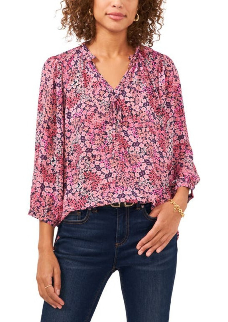 Vince Camuto Meadow Floral Peasant Blouse in Cosmo Pink at Nordstrom