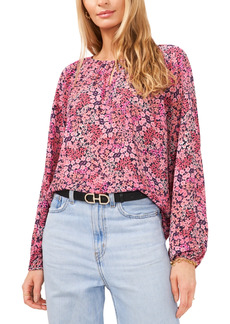 Vince Camuto Meadow Medley Printed Keyhole Peasant Top