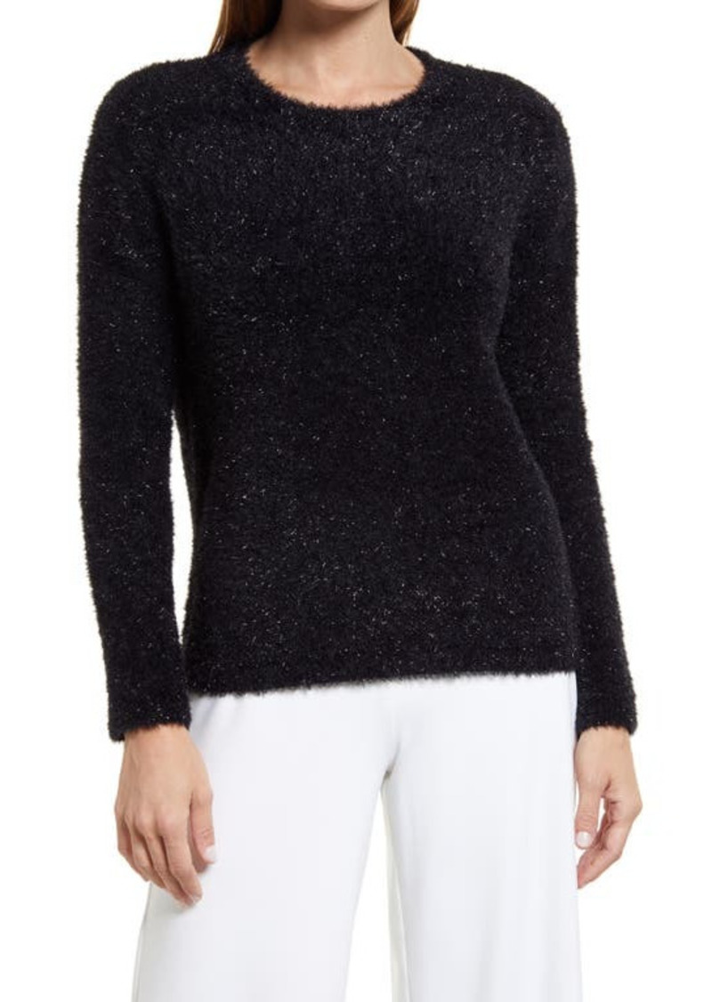 Vince Camuto Metallic Sweater in Rich Black at Nordstrom