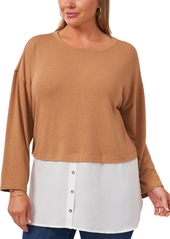 Vince Camuto Mixed-Media Layered-Look Top