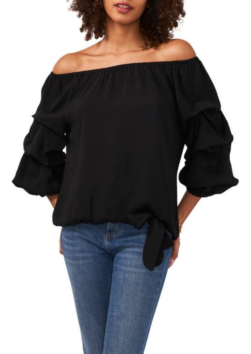 Vince Camuto Off the Shoulder Bubble Sleeve Blouse in Rich Black at Nordstrom