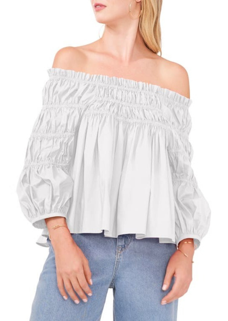 Vince Camuto Off the Shoulder Poplin Blouse in Ultra White at Nordstrom