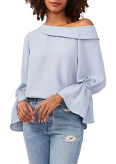 Vince Camuto One-Shoulder Bell Sleeve Blouse in Blue Willow at Nordstrom