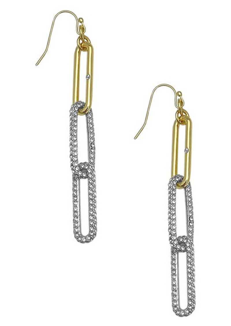 Vince Camuto Pavé Link Linear Drop Earrings in Gold/Silver/Crystal at Nordstrom