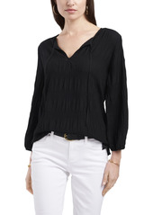 Vince Camuto Petite 3/4-Sleeve Smocked Textured Blouse
