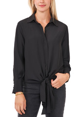 Vince Camuto Petite Long Sleeve Knot Front Top