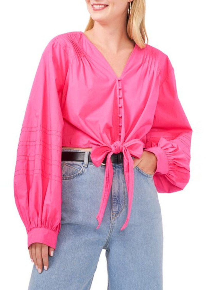 Vince Camuto Pintucked Tie Waist Shirt in Hot Pink at Nordstrom