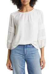 Vince Camuto Pleated Sleeve Gauze Blouse in Soft Iris at Nordstrom
