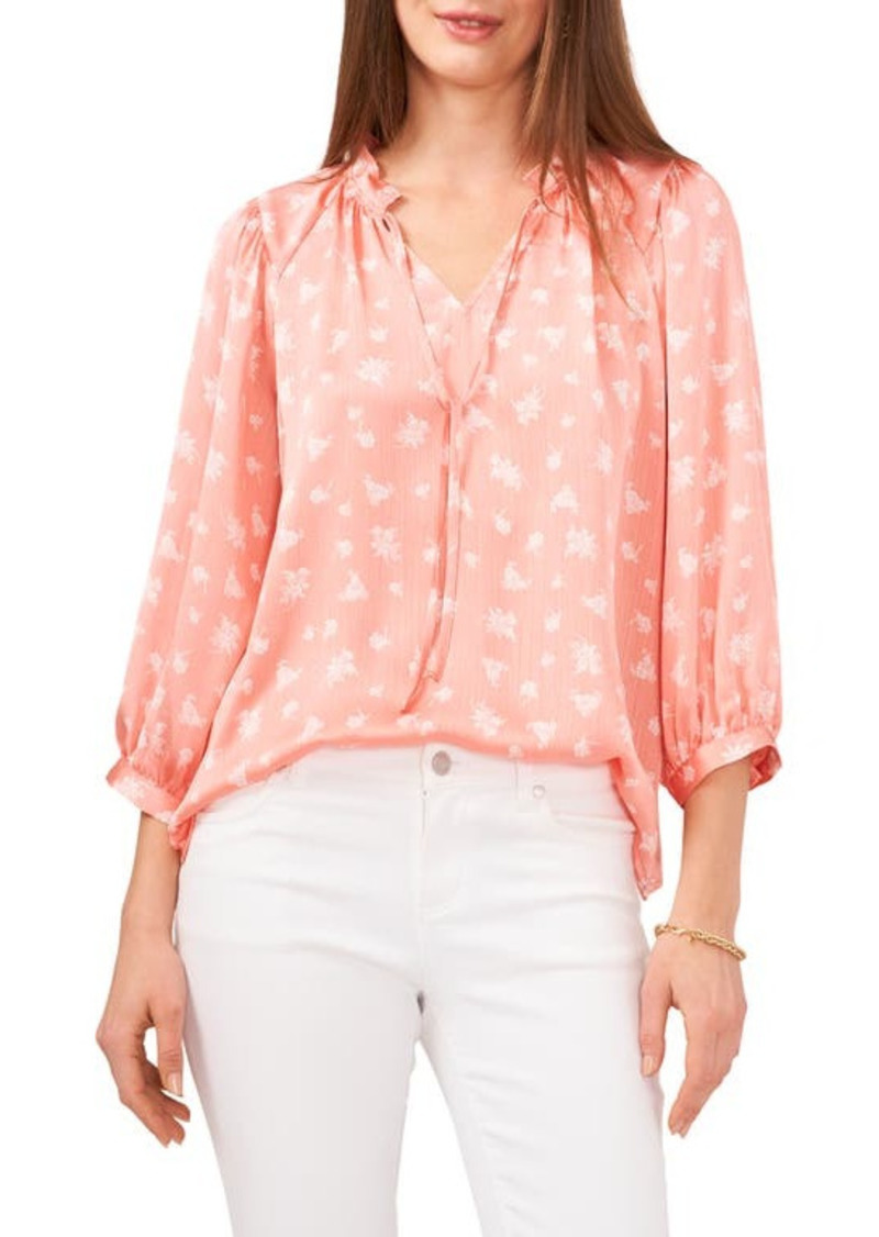 Vince Camuto Puff Sleeve Print Blouse in Canyon Coral at Nordstrom