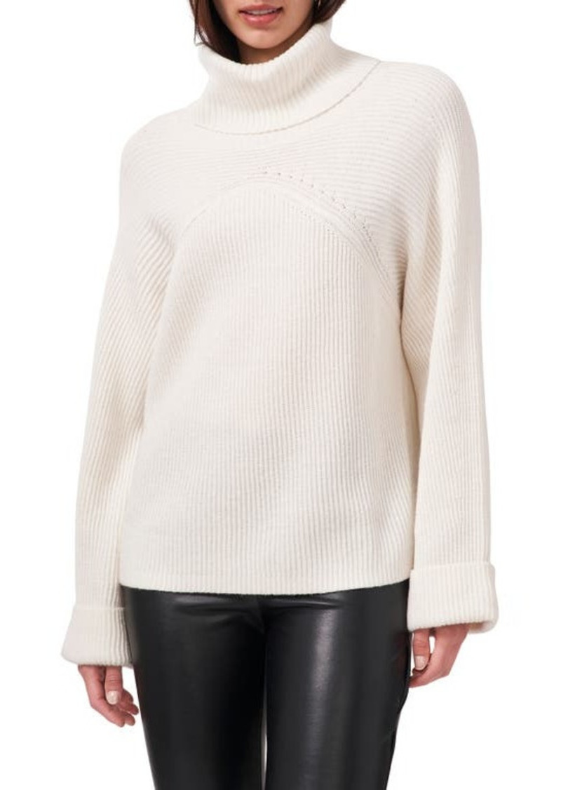 Vince Camuto Roll Cuff Turtleneck Sweater in Antique White at Nordstrom