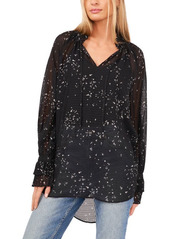 Vince Camuto Ruffle Cuff Tunic Top in Rich Black at Nordstrom