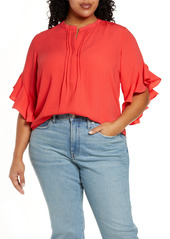 Vince Camuto Ruffle Sleeve Blouse in Canyon Coral at Nordstrom