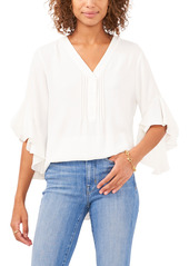 Vince Camuto Ruffle Sleeve Split Neck Blouse in New Ivory at Nordstrom