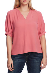Vince Camuto Split Neck Blouse in Coral Blossom at Nordstrom