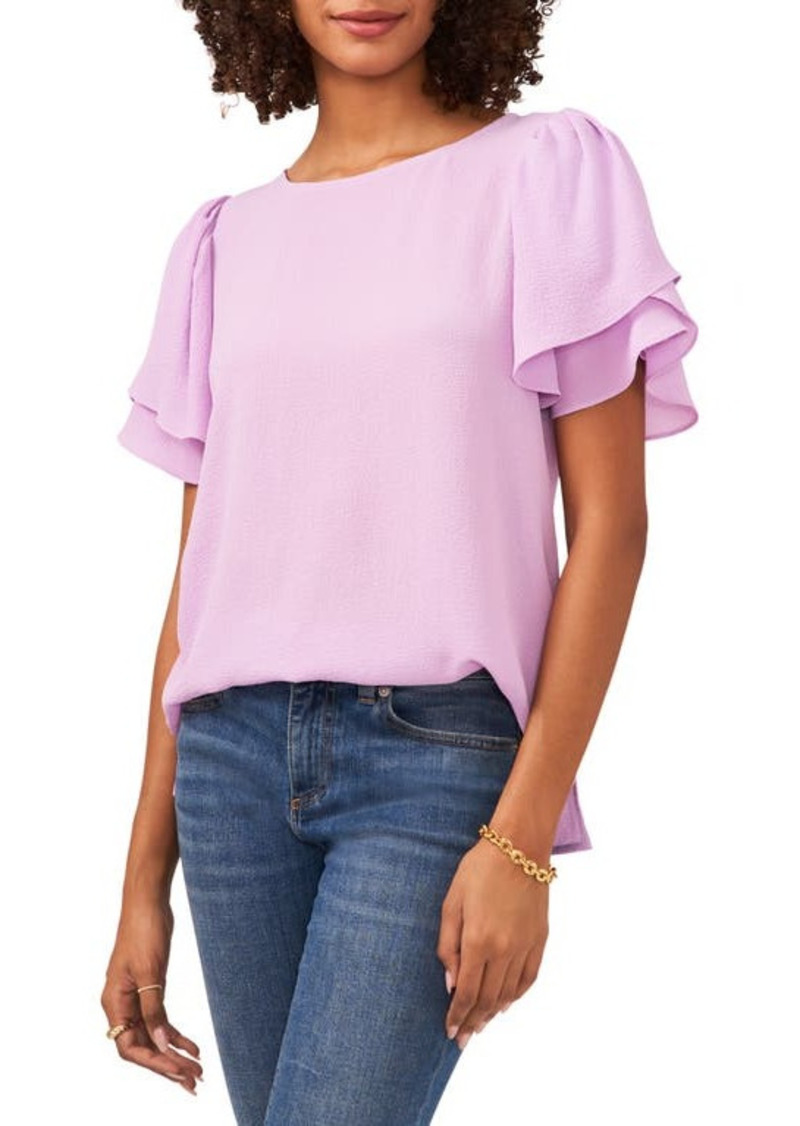Vince Camuto Spring Flutter Sleeve Crepe Top in Soft Iris at Nordstrom