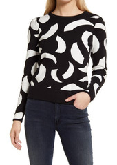 Vince Camuto Swirl Jacquard Pullover Sweater in Rich Black at Nordstrom