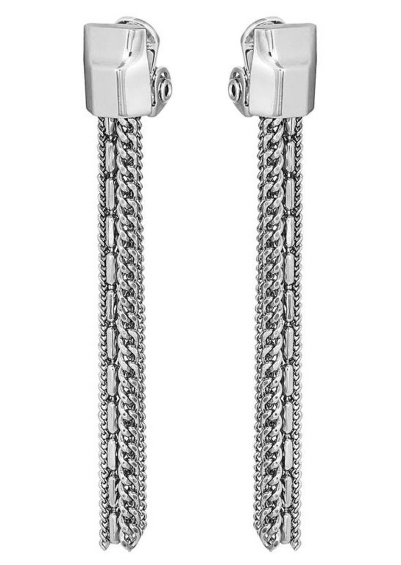 Vince Camuto Tassel Clip-On Linear Drop Earrings in Silver at Nordstrom