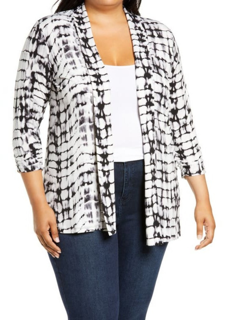 Vince Camuto Tie Dye Open Front Cardigan in Rich Black at Nordstrom