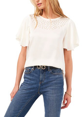 Vince Camuto Tulip Sleeve Studded Blouse in New Ivory at Nordstrom