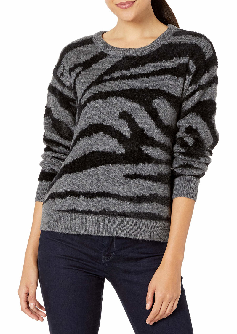 Vince Camuto Women's Short Eyelash Zebra Pullover Sweater  Extra Large