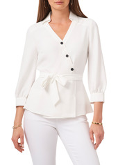 Vince Camuto Asymmetric Belt Button-Up Blouse in New Ivory at Nordstrom