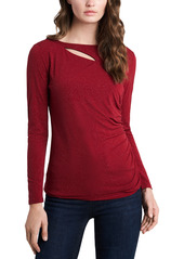 Vince Camuto Cutout Long Sleeve Sparkle Jersey Top