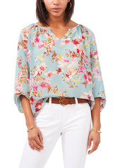 Vince Camuto Floral Peasant Blouse in Crystal Lake at Nordstrom
