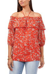Vince Camuto Floral Print Off the Shoulder Blouse in Passion Fruit at Nordstrom