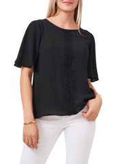 Vince Camuto Lace Detail Blouse in Rich Black at Nordstrom