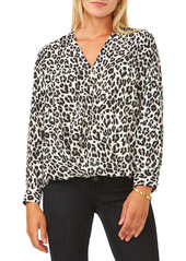 Vince Camuto Leopard Print Wrap Top in Dark Pewter at Nordstrom