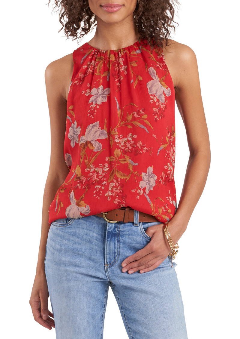 Vince Camuto Sleeveless Printed Blouse in Coral Sunset at Nordstrom