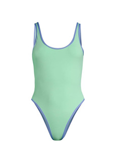WeWoreWhat '90s Collection Piped Contrast-Trim One-Piece Swimsuit