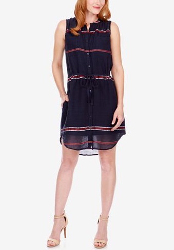 navy and red Lucky striped dress