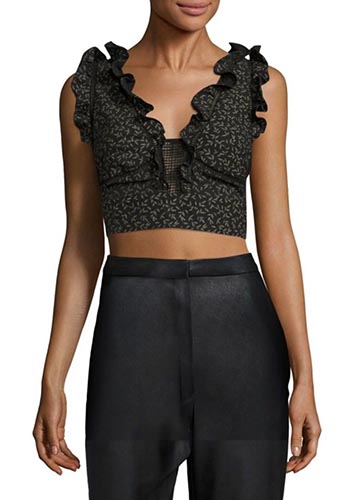 Dragonfly Ruffle Cropped Top