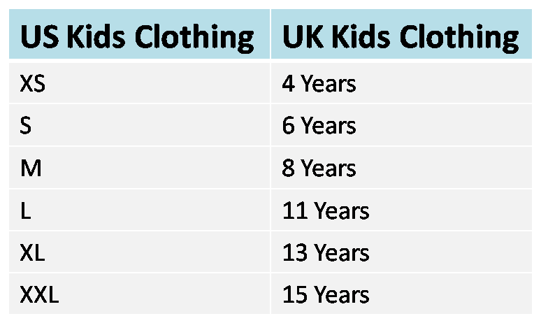 UK Clothing and Shoe Size Conversion Charts