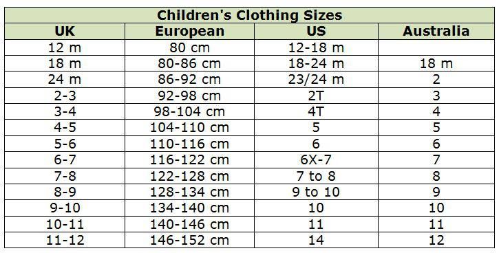 US Euro Clothing And Shoe Size Conversion Chart